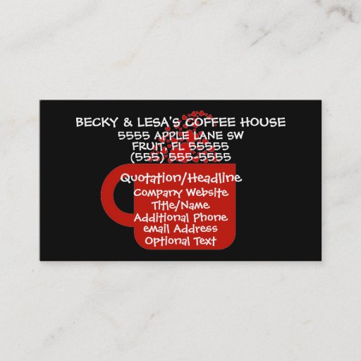 Customizable Red Coffee Mug Business Cards