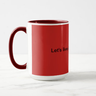 red coffee mug with title>