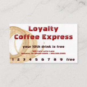 Red Coffee Stain Drink Loyalty Punchcard