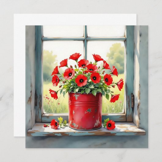 Red Coffee Tin of Red Poppies (Front/Back)