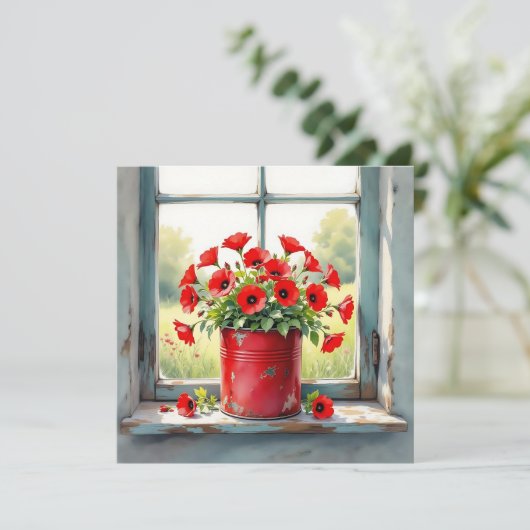 Red Coffee Tin of Red Poppies (Standing Front)