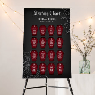 Red Coffin Spiderweb Wedding 16 Seating Chart Foam Board