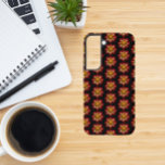 Red Collarette Dahlia Floral Pattern on Black Samsung Galaxy S22 Case<br><div class="desc">Protect your Samsung Galaxy S22 phone with this trendy phone case that features the photo image of a red and yellow Collarette Dahlia flower with white, inner petals on a black background and printed in a repeating pattern. A fun, floral design! Select your phone style. NOTE: You may need to...</div>