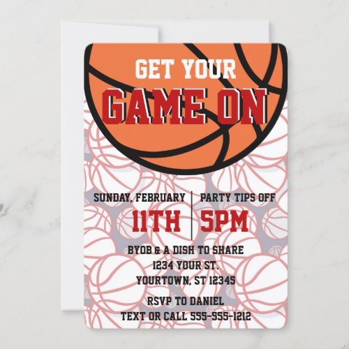 Red College Basketball Watch Party Invitation