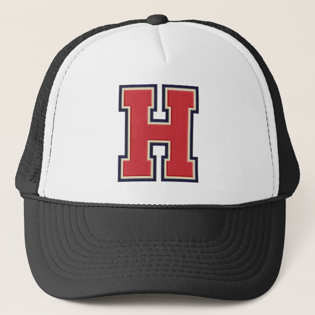 Red Collegiate Letter "H" Trucker Hat (Front)