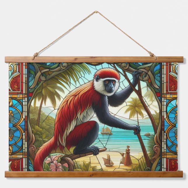 RED COLOBUS MONKEY TAPESTRY (Front)