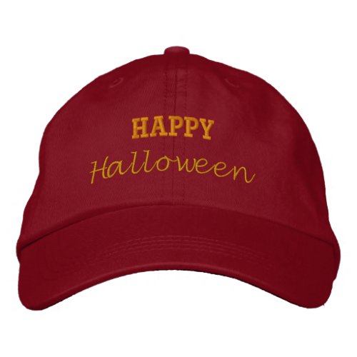 Red Color  Adjustable Happy Halloween day_Hat Embroidered Baseball Cap