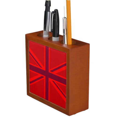 Red Color Background British Union Jack Desk Organizer