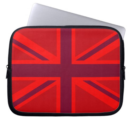 Red Color Background British Union Jack Laptop Sleeve