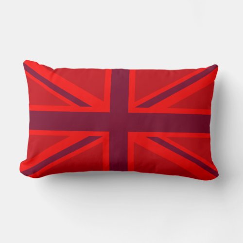 Red Color Background British Union Jack Lumbar Pillow