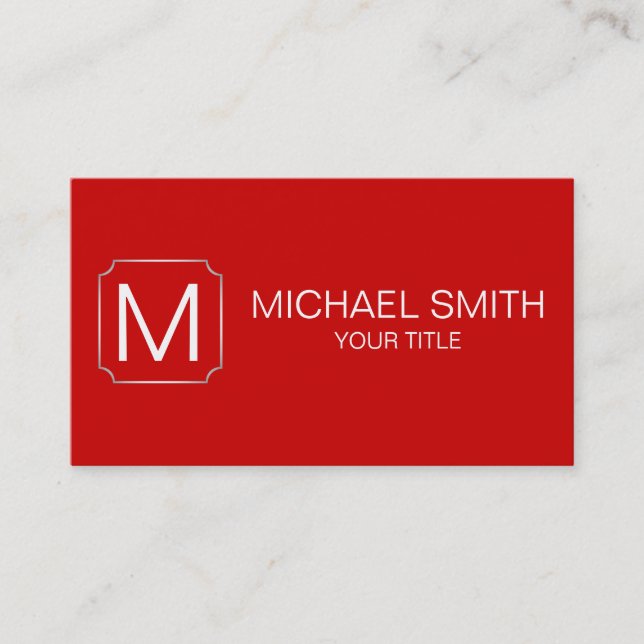 Red color background business card (Front)