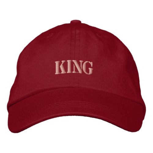 Red Color Embroidered KING Text Hats