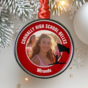 Red Color Guard Photo High School Christmas Metal Ornament