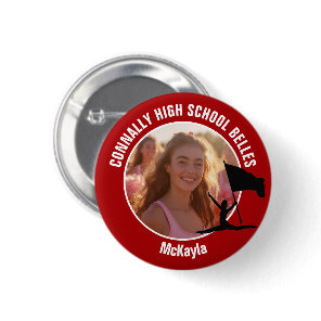 Red Color Guard Photo High School Dancer Button