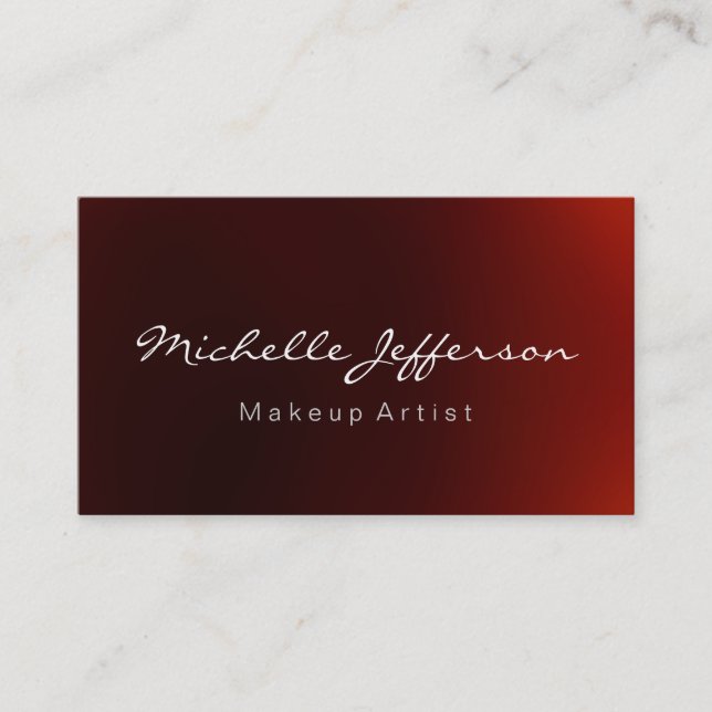 Red Color Makeup Artist Script Business Card (Front)
