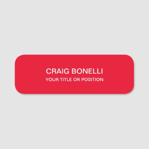 Red Color Modern Minimalist Plain Name Tag