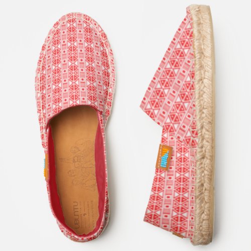 Red Color Pattern Of Triangles And Squares Espadrilles