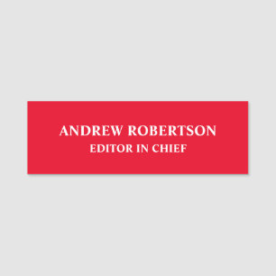 Red Color Plain Elegant Minimalist Simple Chic Name Tag