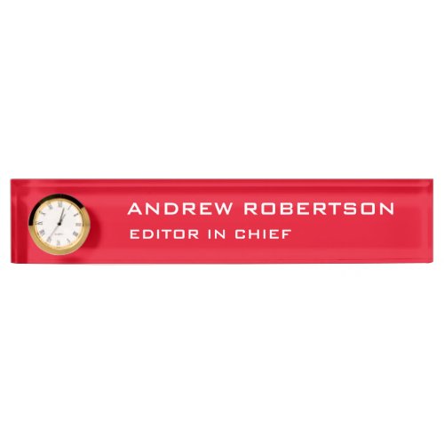 Red Color Plain Elegant Minimalist Simple Desk Name Plate