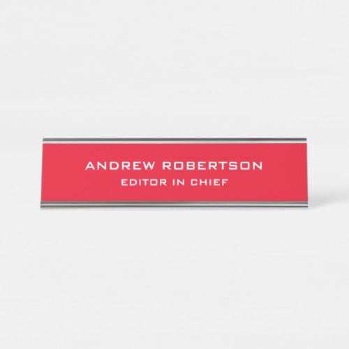 Red Color Plain Elegant Minimalist Simple Desk Name Plate