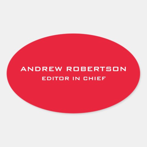 Red Color Plain Elegant Minimalist Simple Oval Sticker