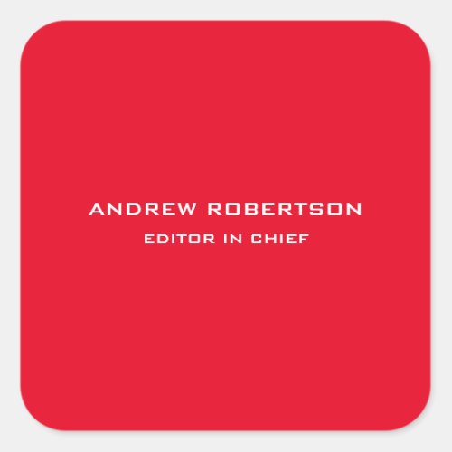 Red Color Plain Elegant Minimalist Simple Square Sticker