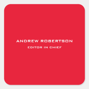 Red Color Plain Elegant Minimalist Simple Square Sticker