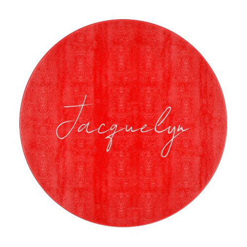 Red Color Plain Elegant Modern Minimalist Name Cutting Board