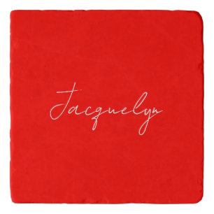 Red Color Plain Elegant Modern Minimalist Name Trivet