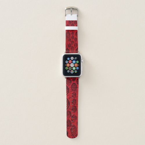 Red color rain  water drops shapes pattern apple watch band