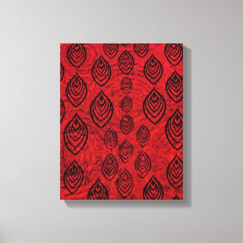 Red color rain  water drops shapes pattern canvas print