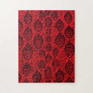 Red color rain / water drops shapes pattern jigsaw puzzle