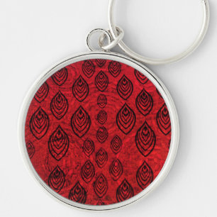 Red color rain / water drops shapes pattern keychain