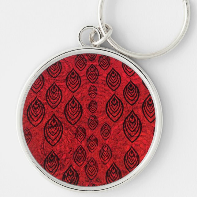 Red color rain / water drops shapes pattern keychain (Front)