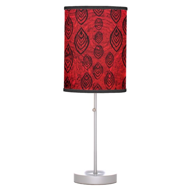 Red color rain / water drops shapes pattern table lamp (Front)