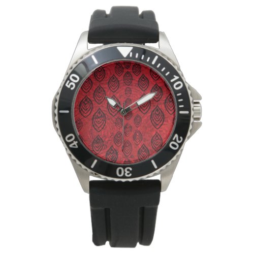 Red color rain  water drops shapes pattern watch