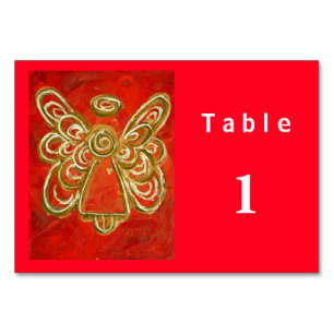 Red Color Series Angel Custom Art Table Cards