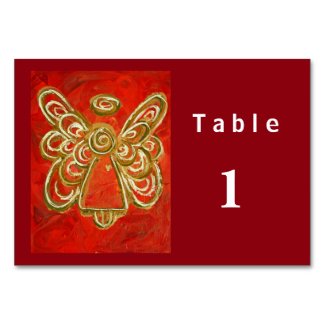 Red Color Series Angel Custom Table Cards