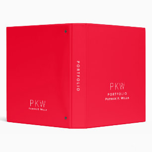 Red Color Simple Minimalist Portfolio 3 Ring Binder