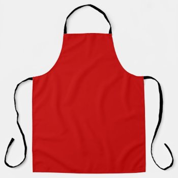 Red Color Simple Monochrome Plain Red Apron by Kullaz at Zazzle