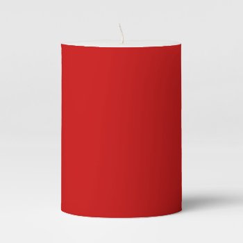 Red Color Simple Monochrome Plain Red Pillar Candle by Kullaz at Zazzle