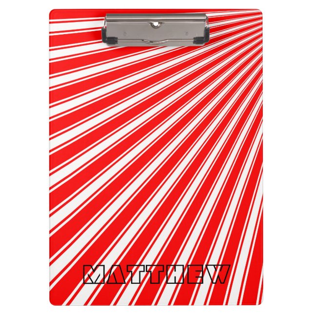 Red Color Stripe Funky Pattern Clipboard (Front)