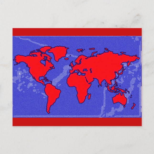 red color world map postcard (Front)