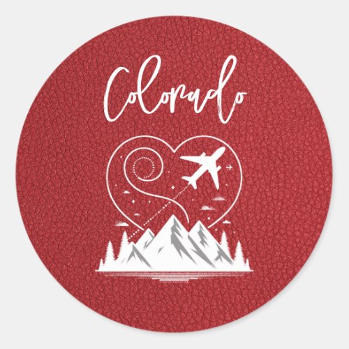 Red Colorado Passport  Classic Round Sticker