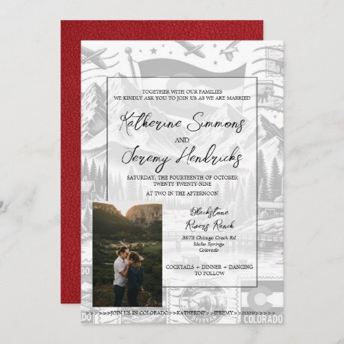 Red Colorado Passport Wedding Invitation