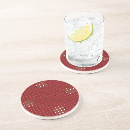 Red Colored Abstract Polka Dots Dark g1 Coaster