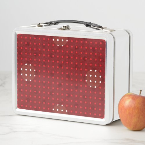 Red Colored Abstract Polka Dots Dark g1 Metal Lunch Box