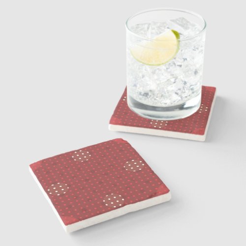 Red Colored Abstract Polka Dots Dark g1 Stone Coaster