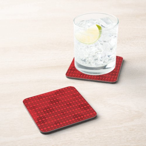 Red Colored Abstract Polka Dots Light g9 Beverage Coaster