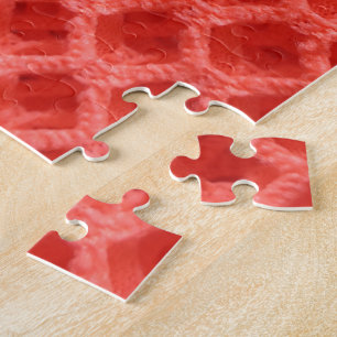 Red Colored Crochet Fabric Look Jigsaw Puzzle